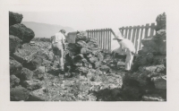 Two people working at the Alouette Peat Farm c.1940s