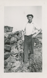 A man working at the Alouette Peat Farm c.1940s