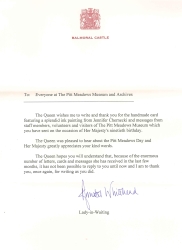 The letter sent to us at the museum in 2016