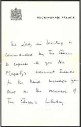 Letter from the Queens Ladies in waiting