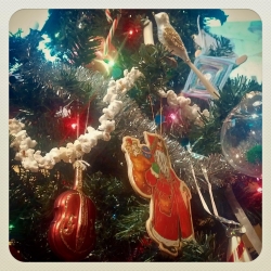 Traditional ornaments on the tree